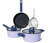 Batterie de cuisine 6 pièces à revêtement marbré avec couvercles tous feux dont induction Violet Just perfecto JL-330