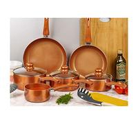 Batterie de cuisine 6 pièces avec revêtement anti-adhésif en céramique en aluminium pressé, compatible tous feux dont induction (6 pièces de casseroles et poêles)