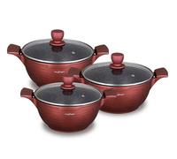 Batterie de cuisine 6 pièces Cheffinger burgundy avec revêtement marbre