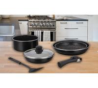 Batterie de cuisine revêtement pierre avec manche amovible 7 pièces noir Herzberg HG8090-7-BK Herzberg