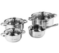 Batterie de cuisine 7 pièces en acier inoxydable, 3 Marmite avec Couvercles et Casserole, Adapté à la Tous Feux Dont Induction