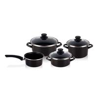Batterie de cuisine 7 pièces, induction, antiadhésive sans PFOA Noir KENIA