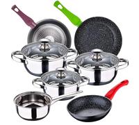 Batterie de cuisine 7 pièces SAN IGNACIO Pharo en acier inoxydable avec jeu de poêles (18/22/26 cm) SAN IGNACIO Jolie en aluminium forgé