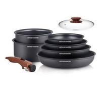 Batterie de cuisine 8 pieces ARTHUR MARTIN Aluminium Poignée Bois Tous feu dont induct G
