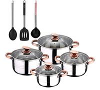 Batterie de cuisine 8 pièces compatible induction SAN IGNACIO Altea en acier inoxydable avec set de 3 ustensiles de cuisine en nylon