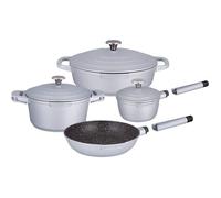 Batterie de Cuisine 9 Pièces Haussmann Héritage® - Revêtement Façon Pierre - Induction & Tous Feux - Poignée Amovible - Sans PFOA