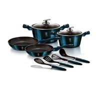 Batterie de Cuisine à Induction 10 Pièces Aluminium Antiadhésif sans PFOA Berlinger Haus Aquamarine Bleu marine 07659