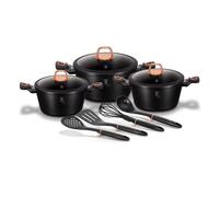 Batterie de Cuisine à Induction 10 Pièces Aluminium Antiadhésif sans PFOA Berlinger Haus Black Rose Noir 07765