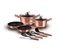 Batterie De Cuisine À Induction 10 Pièces Aluminium Antiadhésif Sans Pfoa, , Or Rose, Berlinger Haus, Rose Gold
