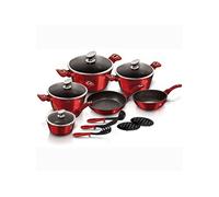 Batterie de Cuisine à Induction 15 Pièces Aluminium Antiadhésif sans PFOA, Berlinger Haus, Burgundy, , Rouge Rouge G