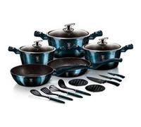 Batterie de Cuisine à Induction 17 Pièces Aluminium Antiadhésif sans PFOA, Berlinger Haus, Aquamarine, , Bleu marine Bleu marine G
