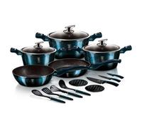 Batterie de Cuisine à Induction 17 Pièces Aluminium Antiadhésif sans PFOA Berlinger Haus Aquamarine Bleu marine 411243