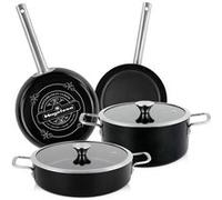 Batterie De Cuisine À Induction 6 Pièces Antiadhésif Sans Pfoa Design Vintage, , Noir, Magefesa, Ares