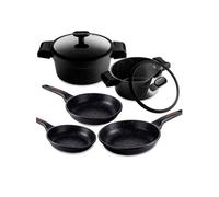 Batterie de Cuisine à Induction 7 Pièces Fonte d'Aluminium Antiadhésif sans PFOA,, Alutherm, , Noir