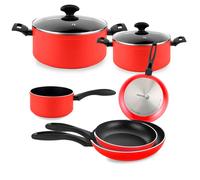 Fagor Batterie de cuisine Maxima 8 pièces induction Aluminium forgé antiadhésif sans PFOA Rouge