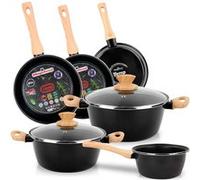 Magefesa Orbe Set de 8 casseroles à induction anti-adhésives Couvercle en verre noir