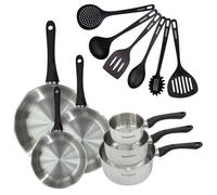 Batterie de cuisine à induction - FACKELMANN - Geneva - Inox 18/8 - 12 pièces - 3 Poêles, 3 casseroles et 6 ustensiles