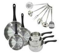 Fackelmann Batterie de cuisine Geneva - Inox 18/8 - 12 pièces (poêles 20/24/28 cm) - Induction