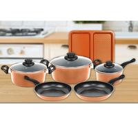 Batterie de cuisine anti-adhésive en cuivre 9 pièces Herzberg