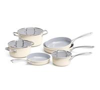 Batterie De Cuisine Antiadhésive 6 Pièces: Wok, Marmite, Pot À Lait, Revêtement Céramique, Moulé Sous Pression, Compatible Avec Tous Les Types De Cuisinières, Cuisine À Domicile(Off-white)
