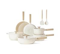 Batterie de cuisine antiadhésive de 12 pièces - Batterie de cuisine saine en granit à induction avec poêles à frire et casserole, casseroles et poêles durables pour une cuisine sans effort