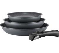 Batterie de cuisine ARTHUR MARTIN AM521GM Set de 3 poeles - Gris Mat 20-24-28 cm + 1 poignée amovible - Tous feux dont induction