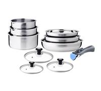 Batterie de Cuisine - Arthur Martin - AM8411 - 10 Pièces - Inox - Poignées Amovibles