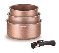 Set de 3 Casseroles Terracotta Tous Feux Arthur Martin 16-18-20 cm avec une Poignée TERRACOTTA G