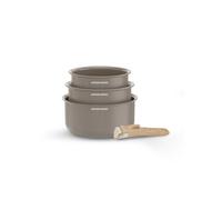 Set de 3 casseroles - Tous feux dont induction - ARTHUR MARTIN - AM1122 - Céramique - Ø 16-18-20 cm + poignée amovible - Taupe
