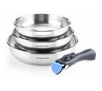 Set de 3 poêles 20-24-26 cm Arthur Martin AM1410 - Acier Inoxydable - Poignée amovible - Tous feux dont induction