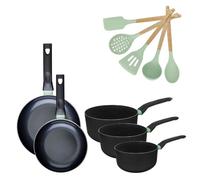 Batterie de cuisine avec 2 poêles 20/24 cm et 3 casseroles 16/18/20 cm et 5 ustensiles de cuisine Fackelmann Brandao Océan