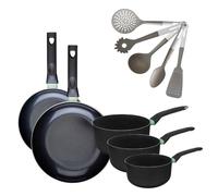Batterie de cuisine avec 2 poêles 24/28 cm et 3 casseroles 16/18/20 cm et 5 ustensiles de cuisine Fackelmann Brandao Vario