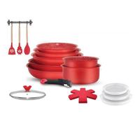 Batterie De Cuisine Avec Manche Amovible 18 Pièces Rouge Arthur Martin Amr94