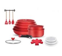Batterie De Cuisine Avec Manche Amovible 18 Pièces Rouge Arthur Martin Amr94