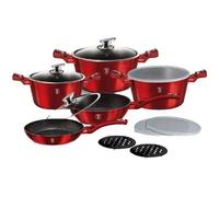 Batterie De Cuisine - Berlinger Haus Burgundy - 13 Pièces - Aluminium Forgé - Revêtement Marbre