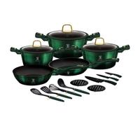 Batterie de cuisine - BerlingerHaus - Collection Emerald - 17 pièces - Aluminium forgé - Anti-adhésif