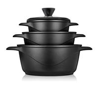 Batterie de Cuisine - BRIEBE - MGK-18S - 6 Pièces - Aluminium - Anti-adhésif - Noir