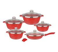 Batterie de cuisine, casseroles et poêles, batterie antiadhésive, en granit avec couvercles verre, ustensiles aluminium revêtement marbre, poêle à frire, marmite, 10 pièces