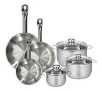 Fackelmann 9351250 Set 3 poêles 20, 24 et 28 cm en acier inoxydable 18/8, 3 faitouts inox 16, 20 et 24 cm, batterie de cuisine tous feux, compatible induction, cuisson sans PFAS