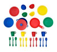 Batterie de cuisine de 27 pi?ces KidKraft aux couleurs primaires Plats et ustensiles en plastique pour cuisines de jeu Cadeau pour les 18 mois et plus