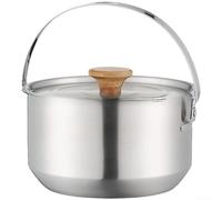 Batterie de cuisine de camping en acier inoxydable 304 avec couvercle et poignée pour pique-nique, bouillie, soupe, ragoût, utilisation familiale, grande marmite portable, kit de désordre argenté