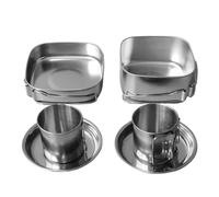 Batterie De Cuisine De Camping en Acier Inoxydable | Kit De Marmites Portables 6 Pièces | Équipement De Cuisine en Plein Air pour Randonnée Pique-Nique Voyage Alpinisme Sac À Dos Aventures De Survie