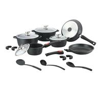 Batterie de cuisine effet pierre 17 pièces