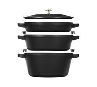 Batterie De Cuisine Empilable 4 Pièces Noires