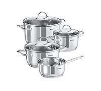 tectake® Set de casserole Inox Batterie de cuisine inox Casseroles & couvercle casserole 7 pcs. idéal Induction cuisinère gaz & vitrocéramique Batteries de cuisine Cuisine accessoires Faitout