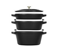 COCOTTE EMPILABLE ENSEMBLE DE CASSEROLES 2-PCS, FONTE NOIRE - STAUB
