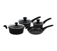 Batterie De Cuisine Forgée Revêtement En Marbre Noir 7 Pièces Herzberg Hg04654-Blk