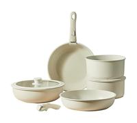 Batterie de cuisine gastronomique - Poêles et casseroles antiadhésives sûres, poignée amovible blanc crème | Ensemble de poêle à frire et de marmite pour la cuisine à domicile, repas à frire