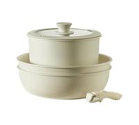 Batterie de cuisine gastronomique - Poêles et casseroles antiadhésives sûres, poignée amovible blanc crème | Ensemble de poêle à frire et de marmite pour la cuisine à domicile, repas à frire