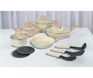 Batterie de cuisine Herzberg : 14 pièces / Noir [HGWDMRB14-BLK]